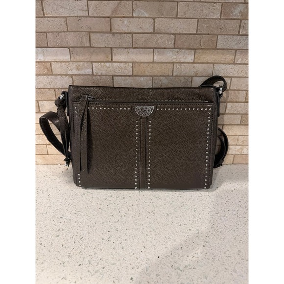 BRIGHTON PRETTY TOUGH JAGGER PEWTER MAGNET FRONT WALLET CROSSBODY ORGANIZER $445 - Picture 3 of 7